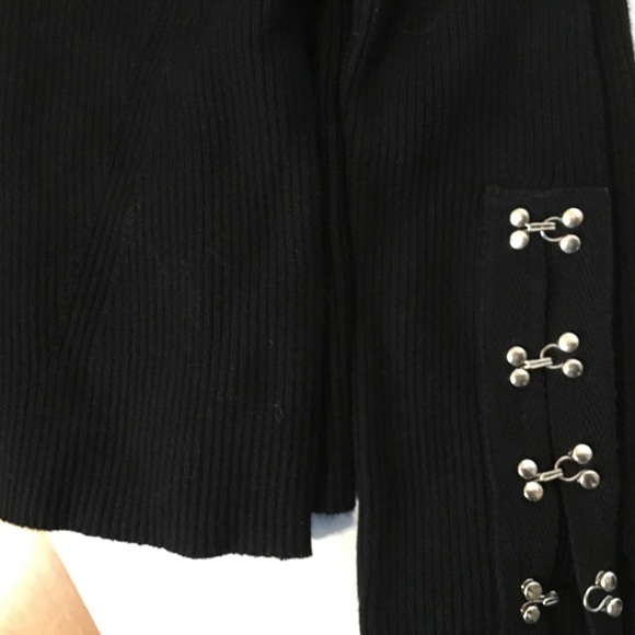 ZARA Sweater | Women's Black with Silver Hook and Eye Sleeve detail Size M - Picture 2 of 9